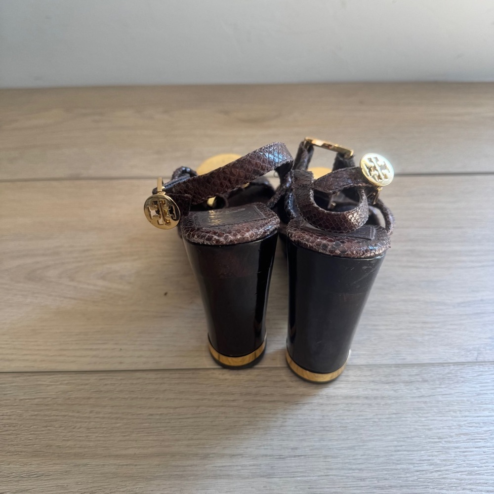 Tory Burch Brown Python Embossed Leather Karmen T… - image 6